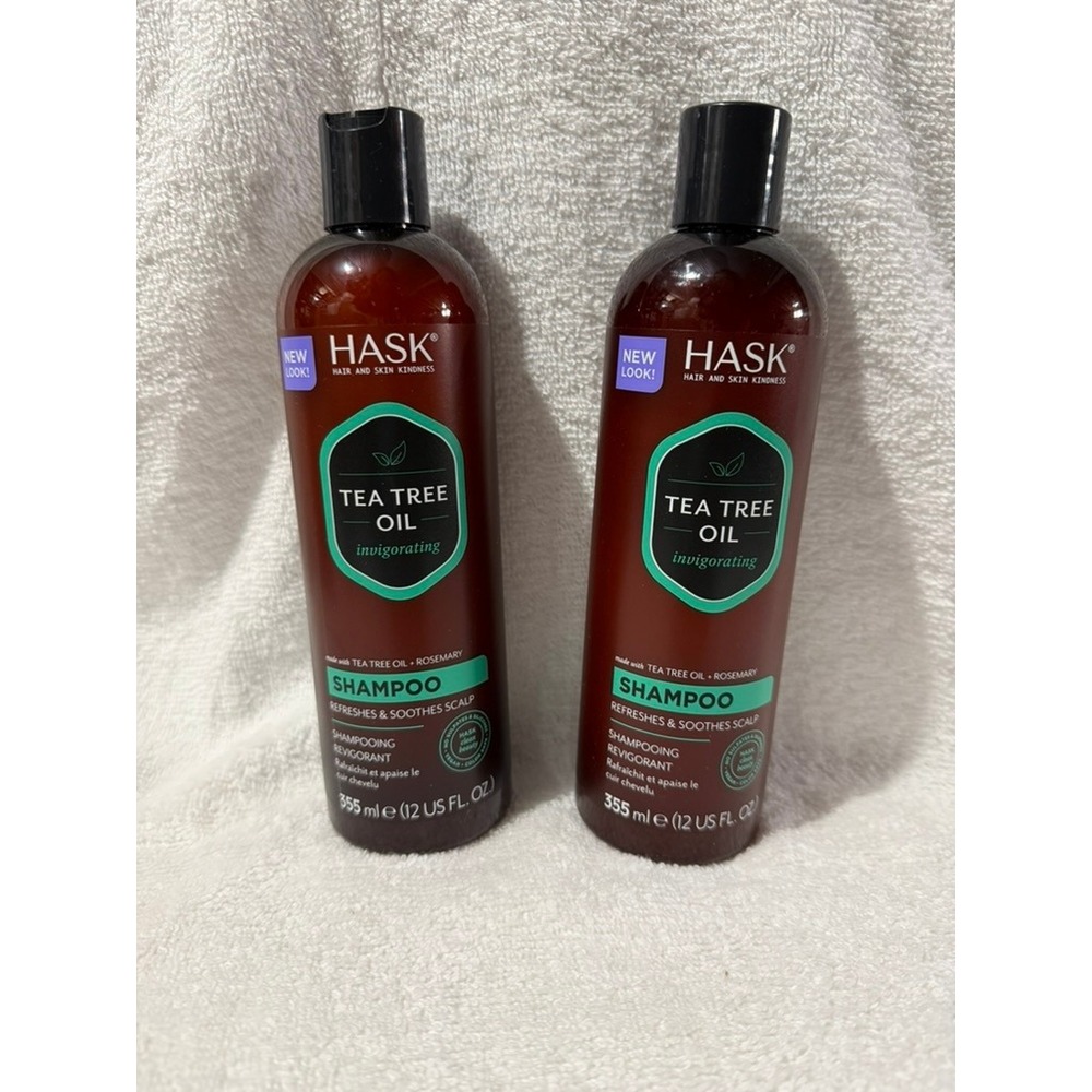 HASK Tea Tree Oil Invigorating Shampoo 12oz Set of 2 Refresh Soothe Scalp Vegan